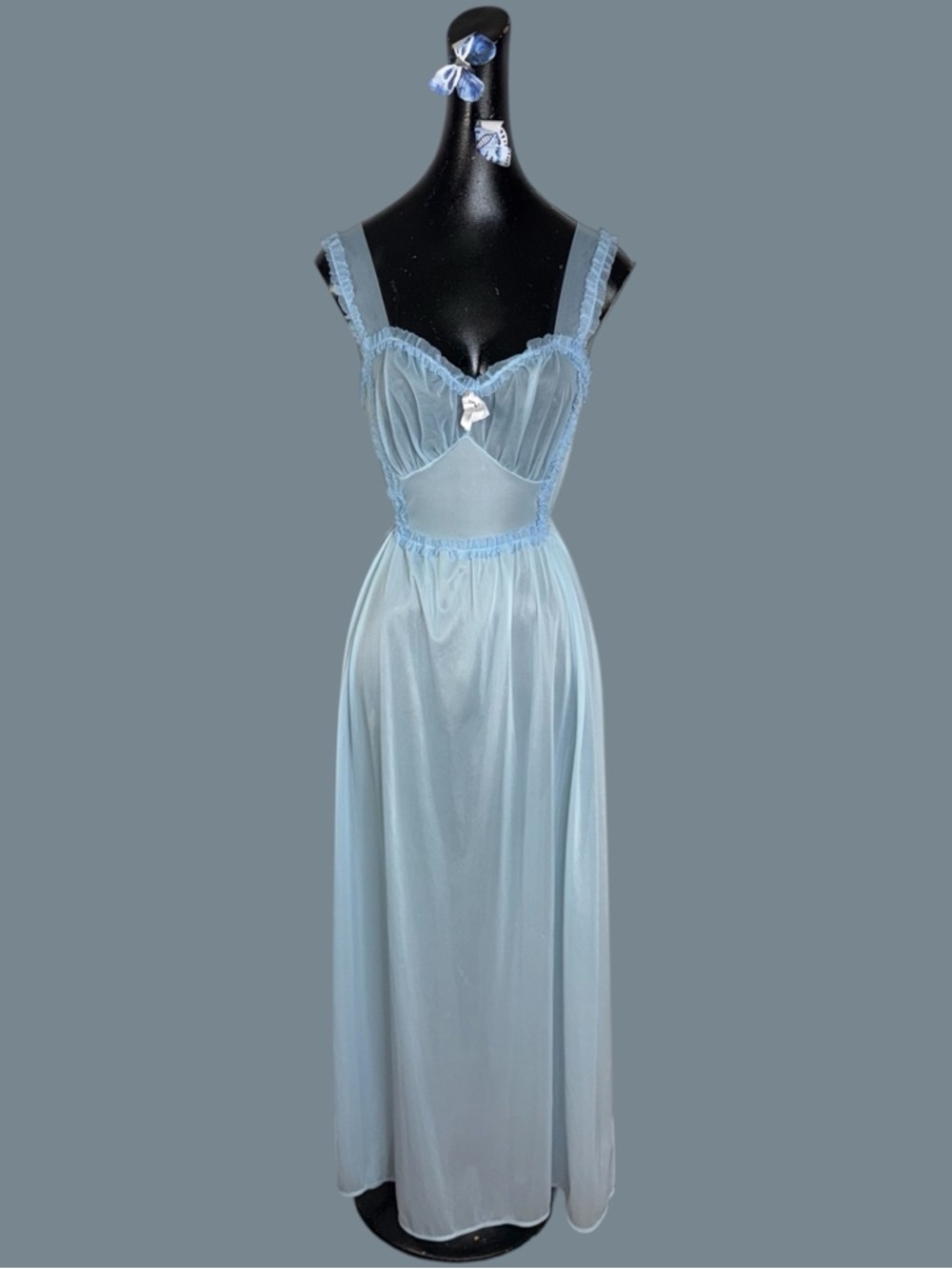 Vintage sheer maxi blue nightgown